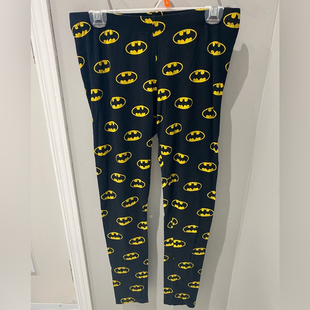 Divided Black and Yellow Batman Logo Leggings